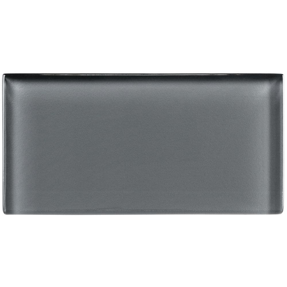 Enchant Joy Devon Dark Gray Glossy 3 in. x 6 in. Smooth Glass Subway Wall T
