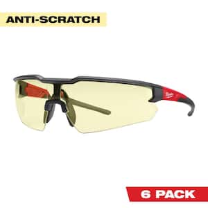 Safety Glasses with Yellow Anti-Scratch Lenses (6-Pack)