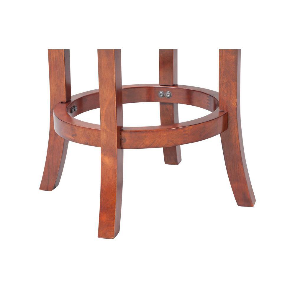 Cherry Cordova 24.5" Swivel Counter Stool with Brass Nailhead Trim