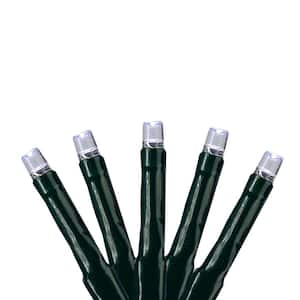 200 Pure White Multi-Function LED M5 Mini Christmas Lights-20.5 ft Green Wire