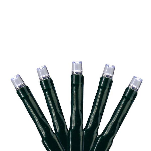 200 Pure White Multi-Function LED M5 Mini Christmas Lights-20.5 ft Green Wire