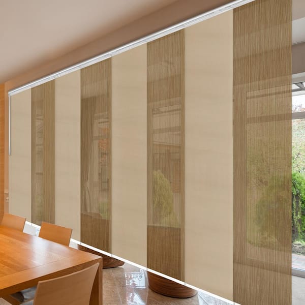 EMOH Muesli 130 in. - 175 in. W x 94 in. L Adjustable 8- Panel White Double Rail Panel Track with 23.5 in. Slates