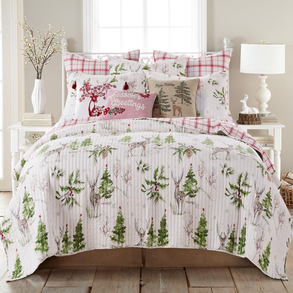 Red and White Plaid Quilted Cotton Euro Sham