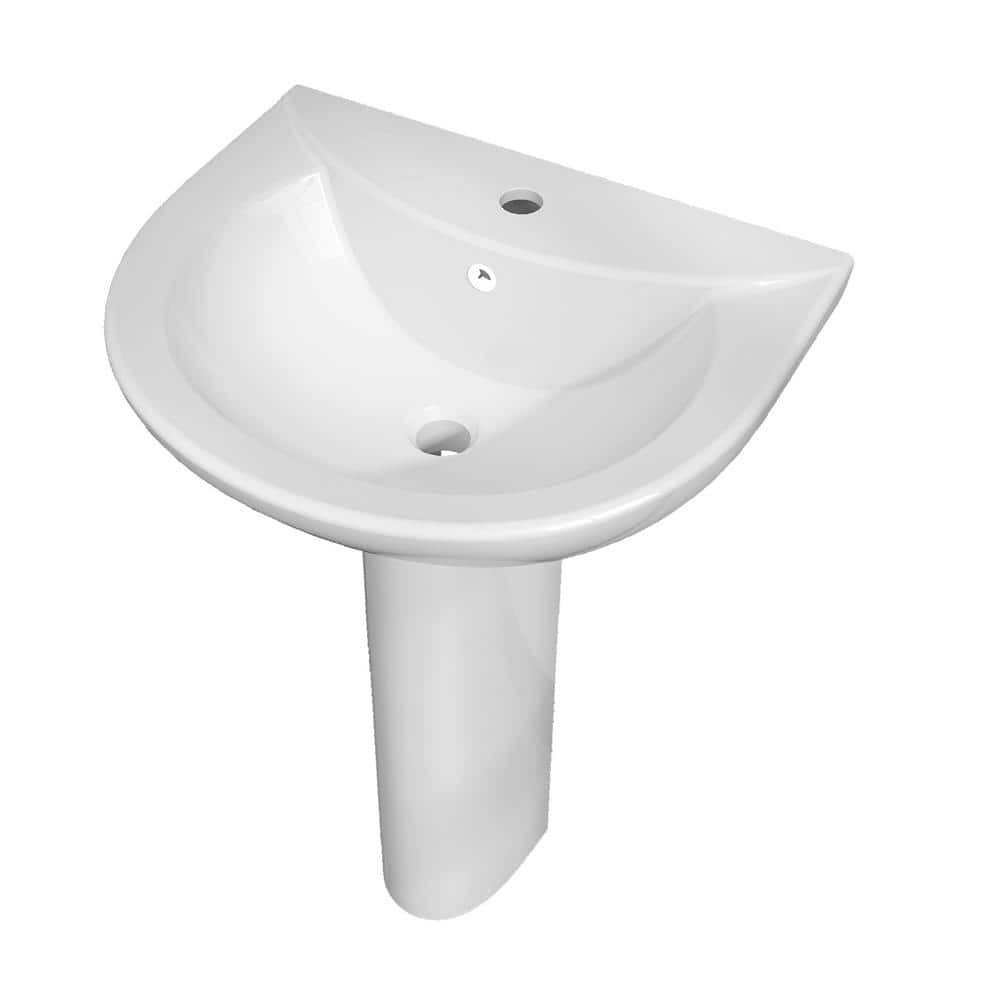 Zeafive Modern White Vitreous China Pedestal Combo Bathroom Vessel