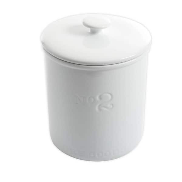 OUR TABLE Simply White 57 oz. Porcelain Medium Dry Goods Canister With Air  Tight Lid 985119950M - The Home Depot