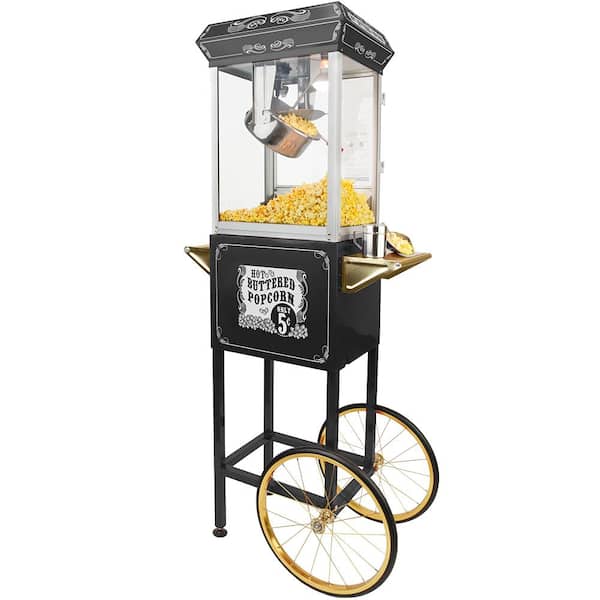 Costway 6qt Stirring Popcorn Machine Popcorn Popper Maker w/Nonstick Plate Black