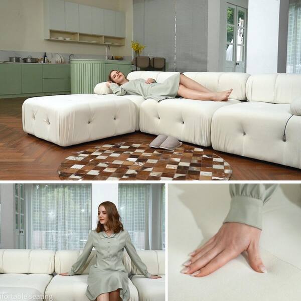 Magic Home Chameleon 104 in. Square Arm Minimalism 7-piece Modern