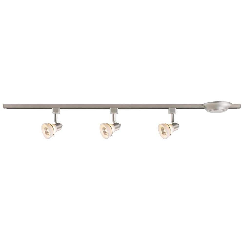 3-Light Brushed Nickel Glass Linear Track Lighting Kit