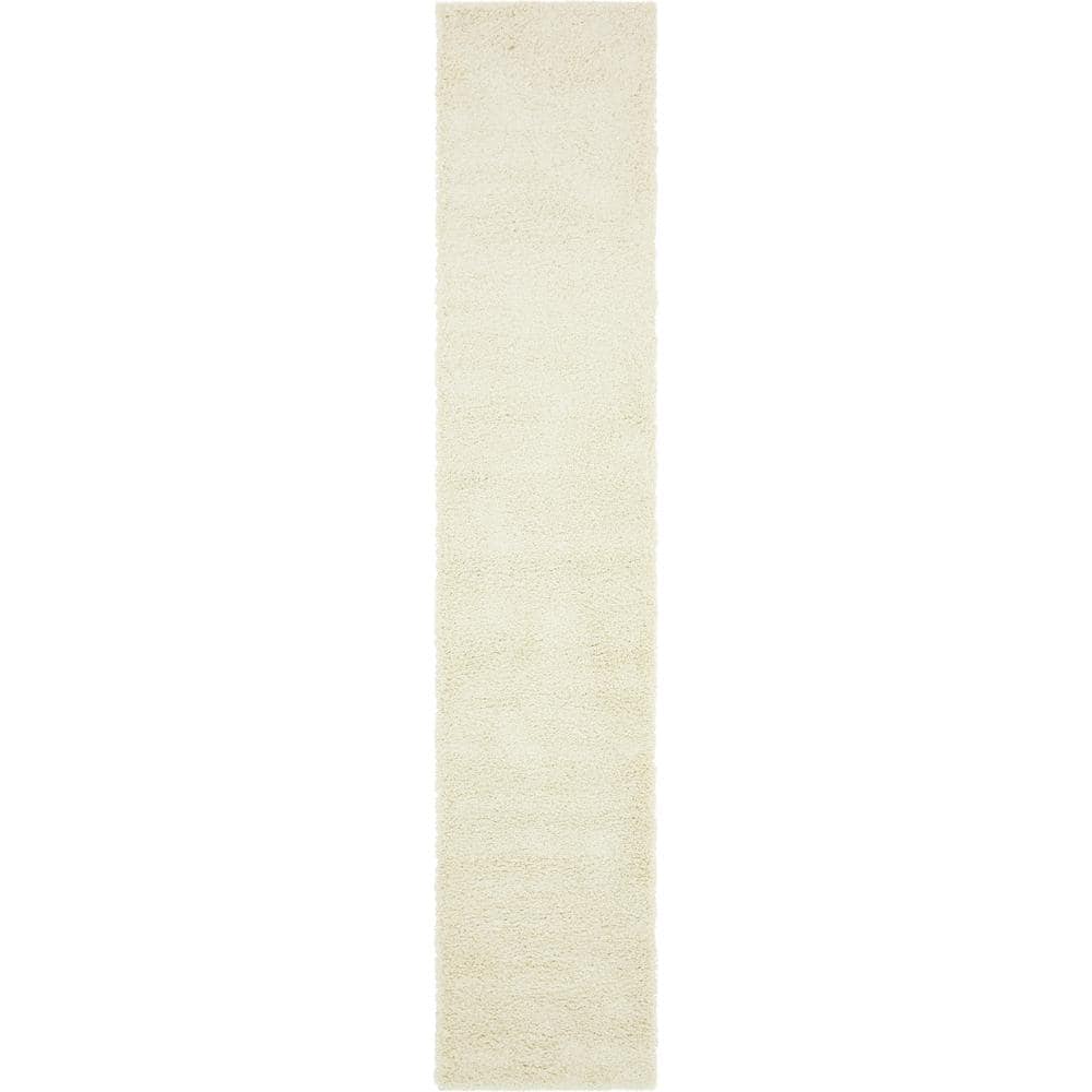 Solid Shag Collection Area Rug (2 ft. 7 in. x 13 ft. 1 in. Runner Pure Ivory) price history on PriceWatchPro