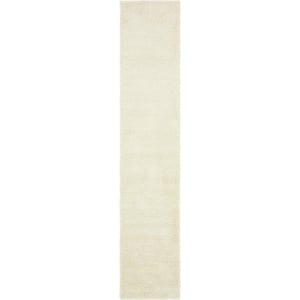 Solid Shag Pure Ivory 13 ft. Runner Rug