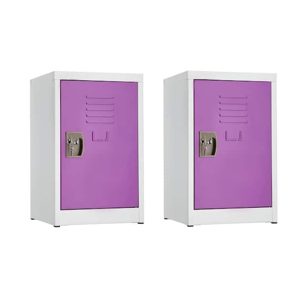 AdirOffice 629-Series 24 in. H 1-Tier Steel Storage Locker Free Standing Cabinets for Home, School, Gym in Purple 2 Pack
