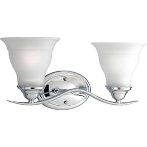 Trinity Collection 2-Light Polished Chrome Etched Glass Traditional Bath Vanity Light