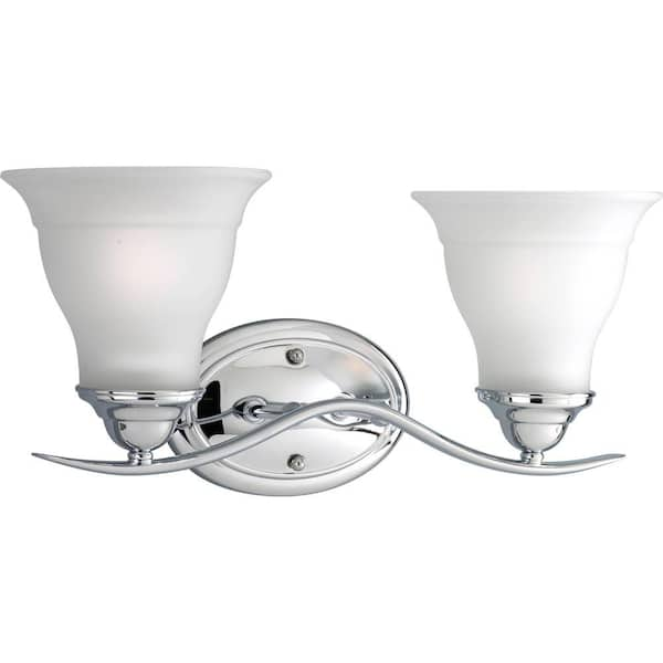 Progress Lighting Trinity Collection 2-Light Polished Chrome Etched Glass Traditional Bath Vanity Light