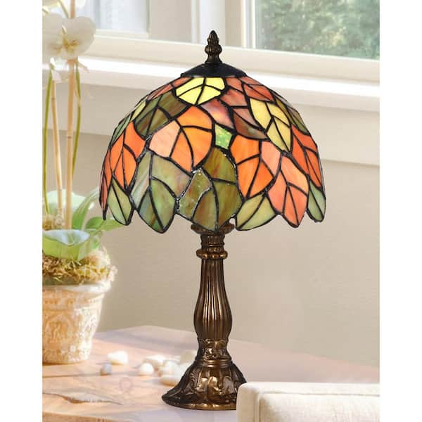 Springdale Lighting 15 in. Cape Regina Antique Bronze Table Lamp with  Tiffany Art Glass Shade STT16091 - The Home Depot