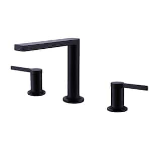 8 in. Widespread Double Handle Bathroom Faucet 3 Hole Brass Bathroom Sink Faucets in Matte Black