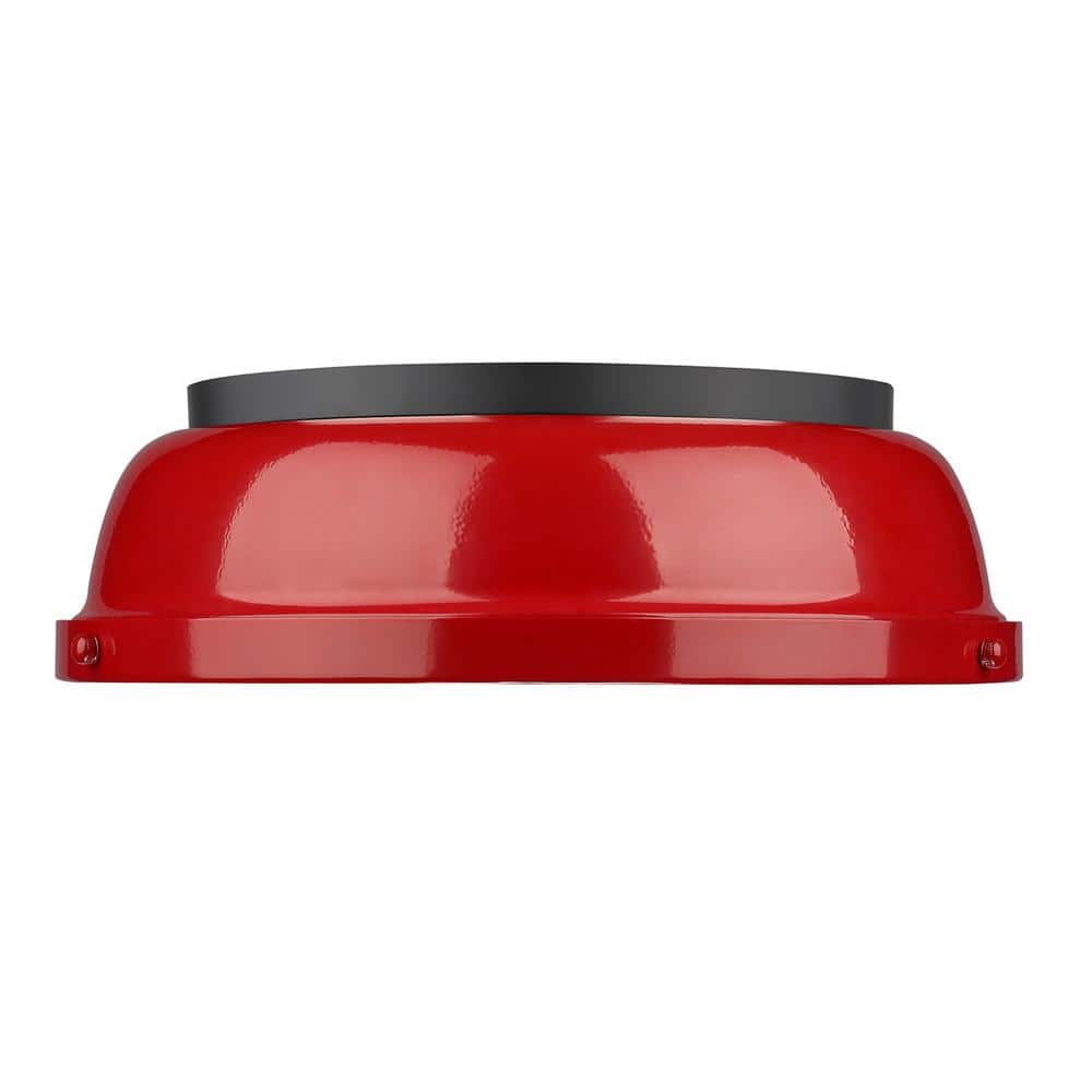 Matte Black and Red Shade Flush Mount Light