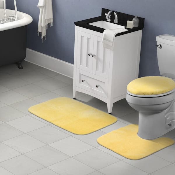Yellow Bathroom Rugs Sets 3 Piece with Toilet Cover and Toilet