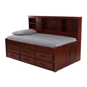 Merlot Mission Brown Twin Sized Bookcase Daybed with 6-Drawers