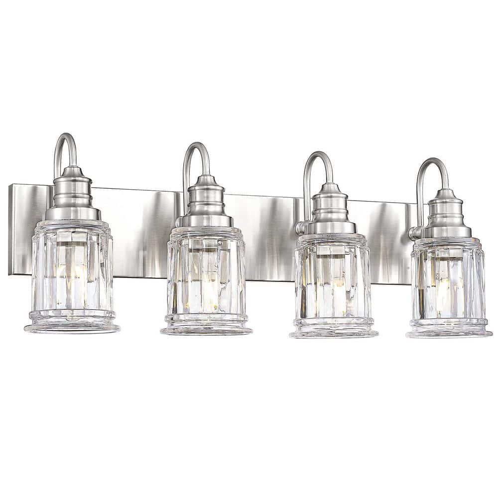 26 in. 4 Light Brushed Nickel Vanity Light with Clear Glass Shade price history on PriceWatchPro