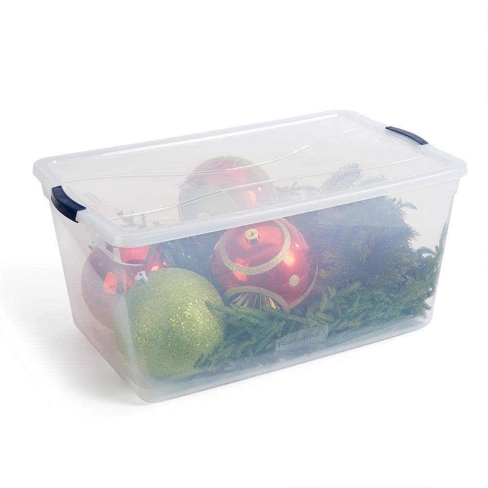 Clear 95 Qt Stackable Plastic Storage Bins with Lids, 4-Pack