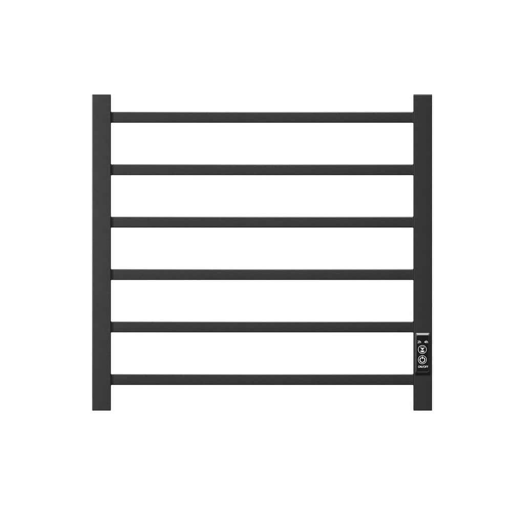 Towel Warmer 6 Bar Electric Heated Towel Rack Wall Mount Plug-in Bath Towel Heater Matt with Timer in Black price history on PriceWatchPro