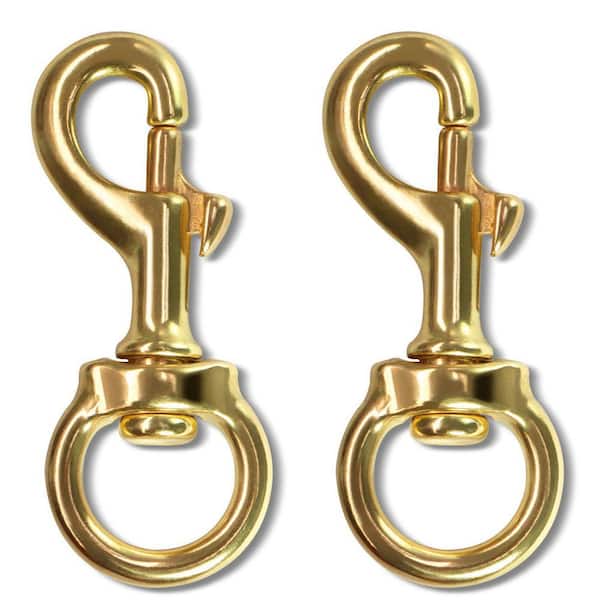 3.3 in. Gold Rubber Coated Brass Swivel Snap Hook-Heavy-Duty Flag Pole Halyard Rope Attachment Clip (Pack of 2