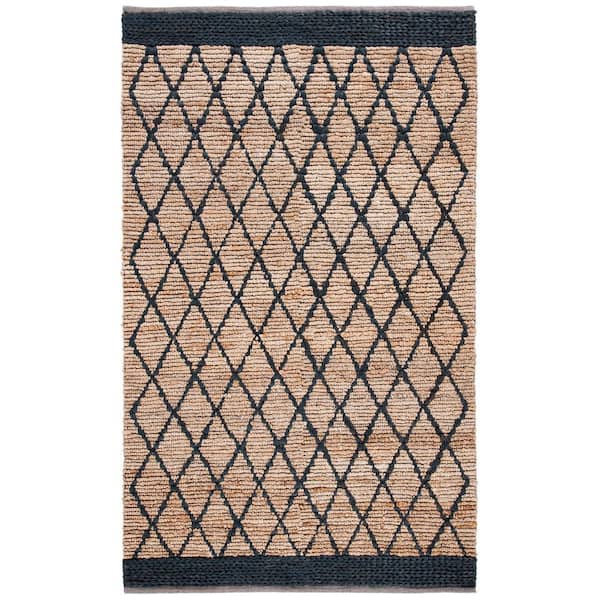 SAFAVIEH Natural Fiber Beige/Black 5 ft. x 8 ft. Border Multi-Diamond Area Rug
