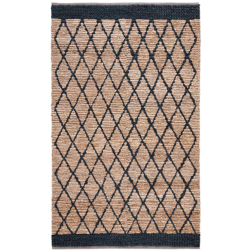 Natural Fiber Beige/Black 6 ft. x 9 ft. Border Multi-Diamond Area Rug price history on PriceWatchPro