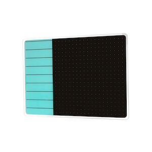 Teal and Black Plan and Grid Glass Dry Erase Board - 17 in. x 23 in.