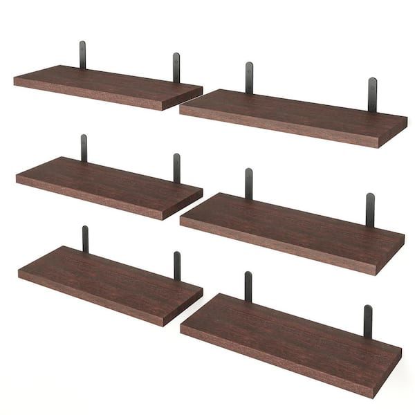 15.7 in. W x 4.7 in. D Brown Floating Shelves Decorative Wall Shelf for Living Room (6-Pack)
