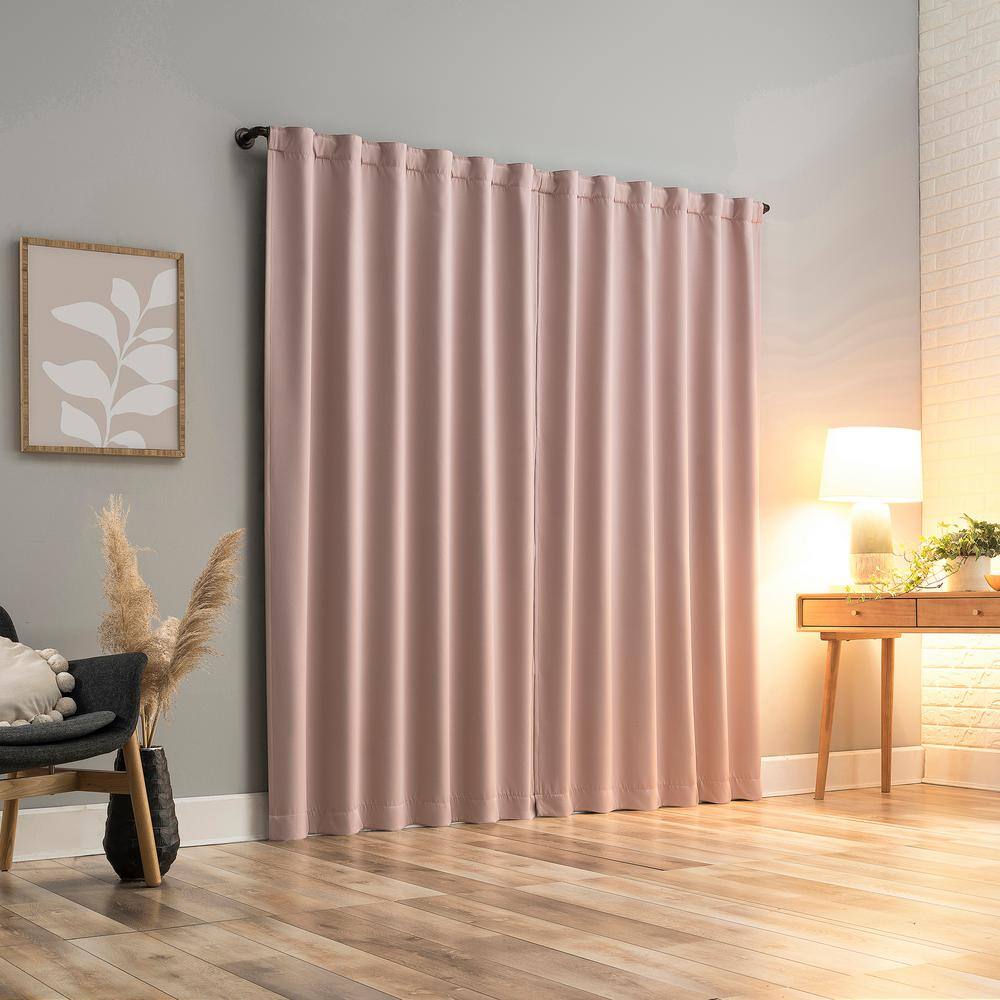 Blush Polyester 52" x 84" Blackout Curtain Panel Pair with Magnetic Closure