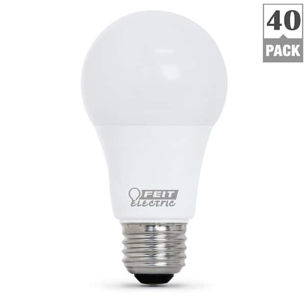 Feit Electric 60-Watt Equivalent A19 Non-Dimmable 90+ CRI General Purpose E26 Medium Base LED Light Bulb, Daylight 5000K (40-Pack)