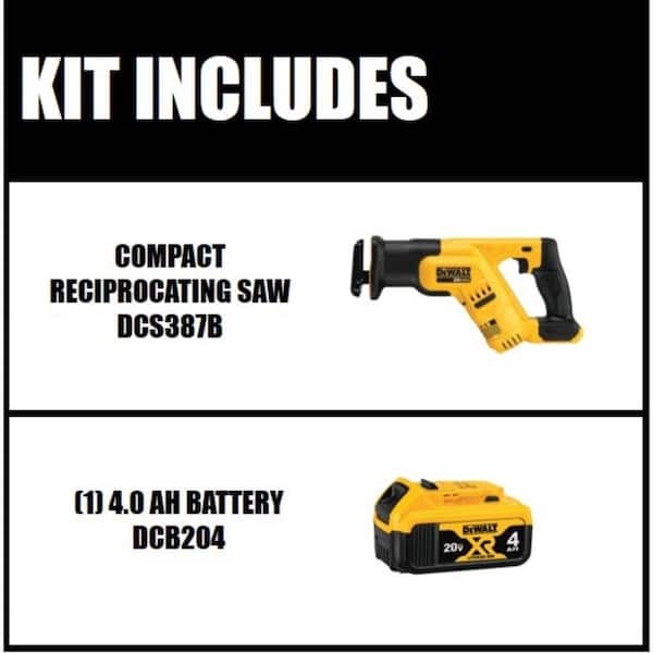 20V MAX Cordless Compact Reciprocating Saw with 20V 4.0Ah Premium Lithium-Ion Battery Pack