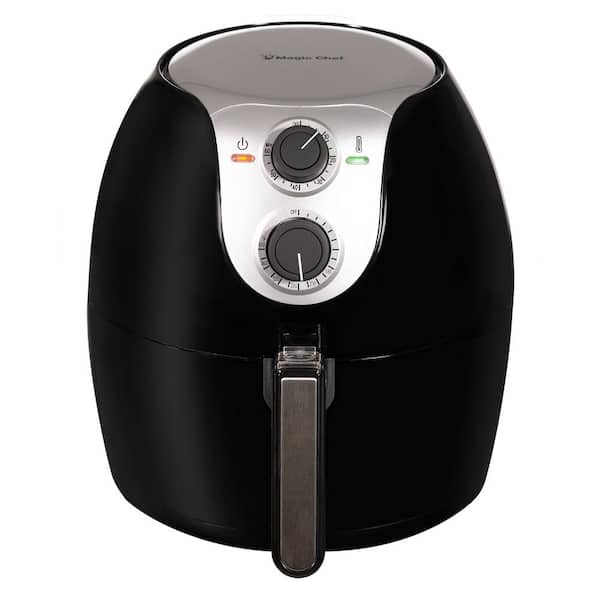 Magic Chef 5.6 Qt. Family-Sized XL Manual Air Fryer Healthy Cooking and Dishwasher Safe Basket with Free Recipe Book - Black