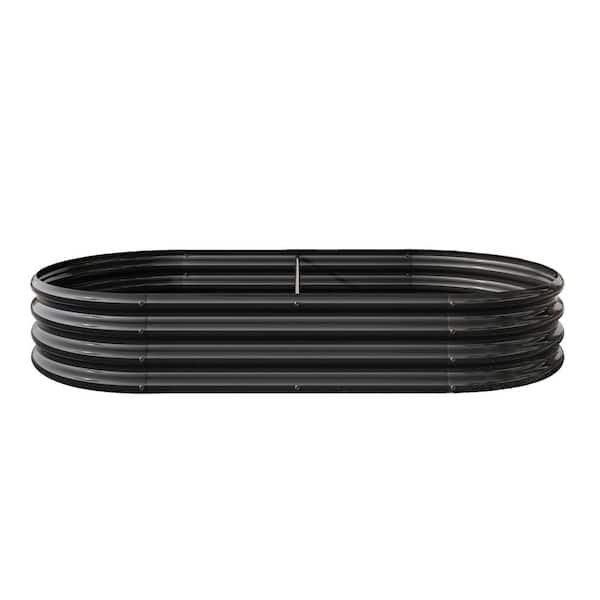 6 ft. x 3.5 ft. x 1 ft. Raised Garden Bed Outdoor Metal Raised Oval Planter Beds for Plants in Black