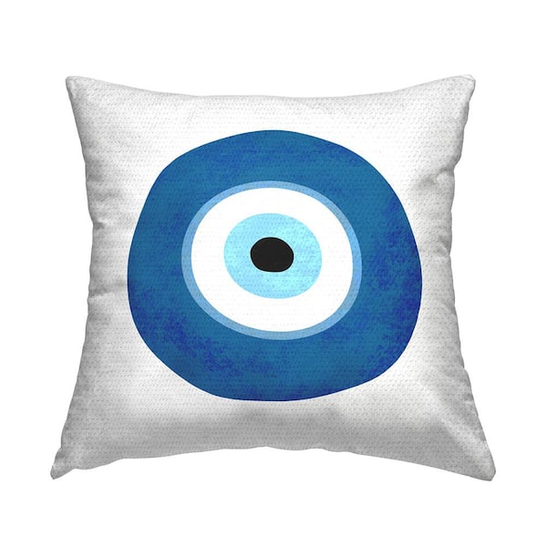 Stupell Industries Evil Eye Centric Bold Blue Abstract Circular Shapes Printed Pillow Blue Square Outdoor Throw Pillow