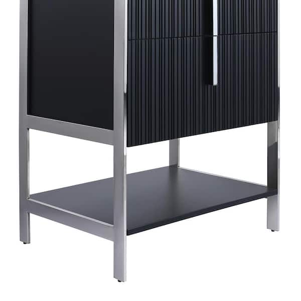 FINE FIXTURES 24 in. W x 18 in. D x 33.5 in. H Bath Vanity in Black Matte with Black Gel Coated Acrylic Edge Top with Chrome Hardware