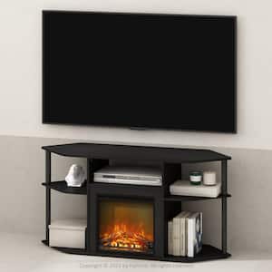 Jensen Americano/Black TV Stand Entertainment Center Fits TV's up to 55 in. with No Heat Decorative Electric Fireplace