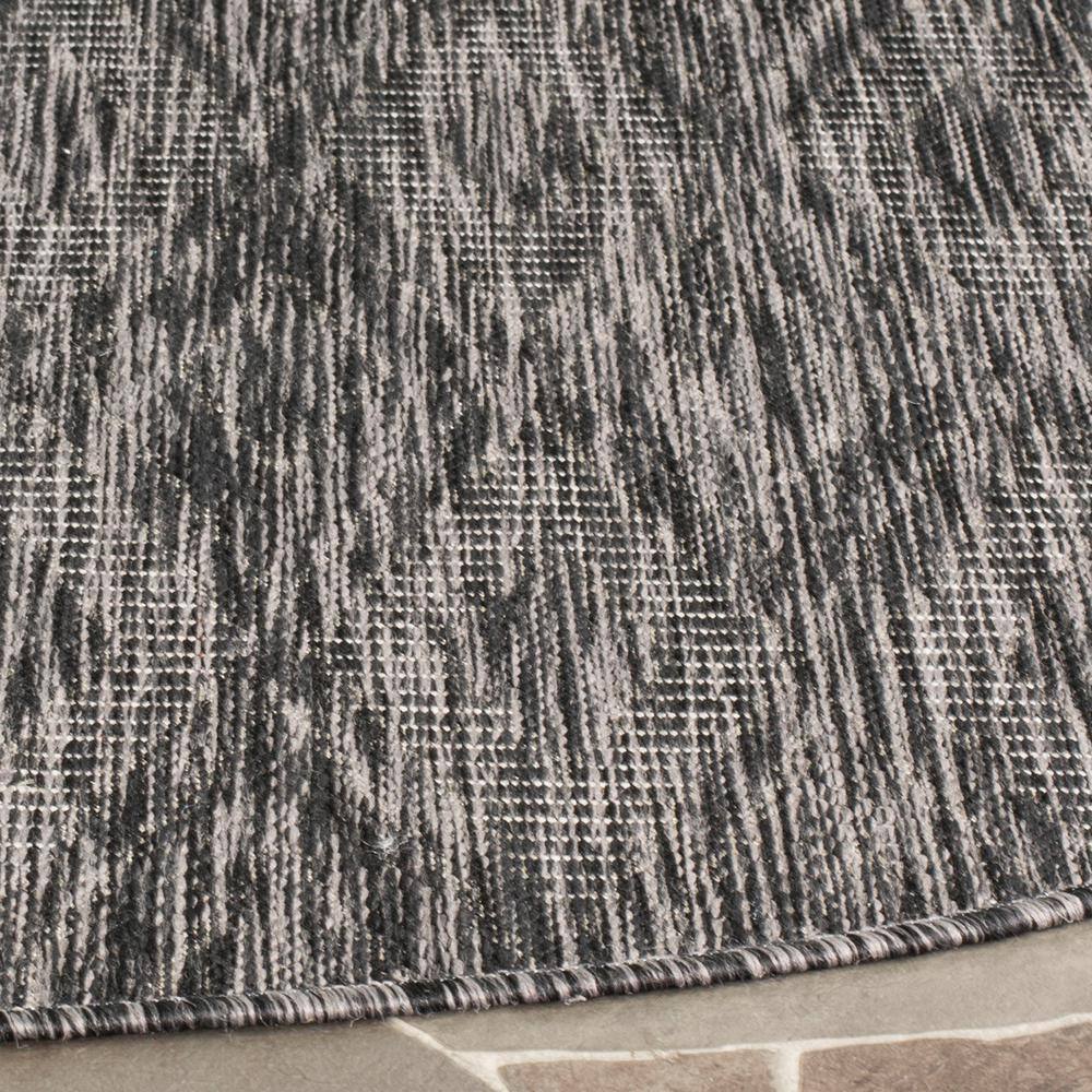 Black Round Flat Woven Synthetic Area Rug