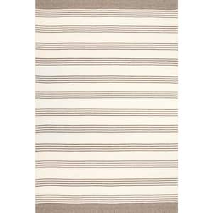 Rivka Stripes Beige 8 ft. x 10 ft. Area Rug