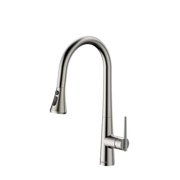 Staykiwi Single Handle Pull Down Sprayer Kitchen Faucet with Pull Out Spray Wand in Brushed Nickel
