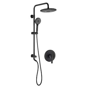 3-Spray Round High Pressure Wall Bar Shower Kit with Hand Shower in Matte Black (Valve Included)