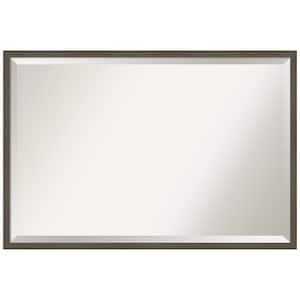 Medium Rectangle Matte Grey Beveled Glass Modern Mirror (25.25 in. H x 37.25 in. W)