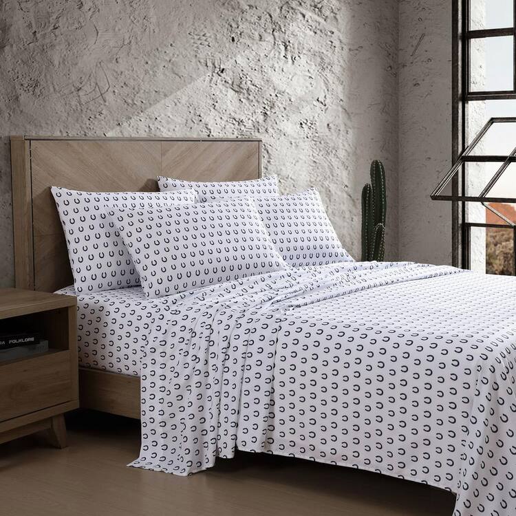 Wrangler Horseshoe Dots 4-Piece Navy Blue Microfiber Full Sheet Set