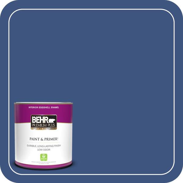 BEHR PREMIUM PLUS 1 qt. #S-G-600 Deep Azure Eggshell Enamel Low Odor Interior Paint & Primer