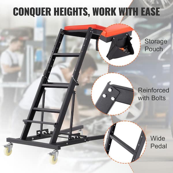 Automotive Top Creeper, Engine Creeper 42.5-64.8 in., 400 lbs. Capacity High Top Creeper, 4 Swivel Caster Wheels, Deck