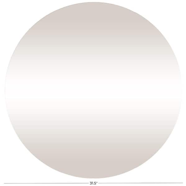 Litton Lane 32 in. x 32 in. Round Tinted Round Frameless Beige Wall Mirror