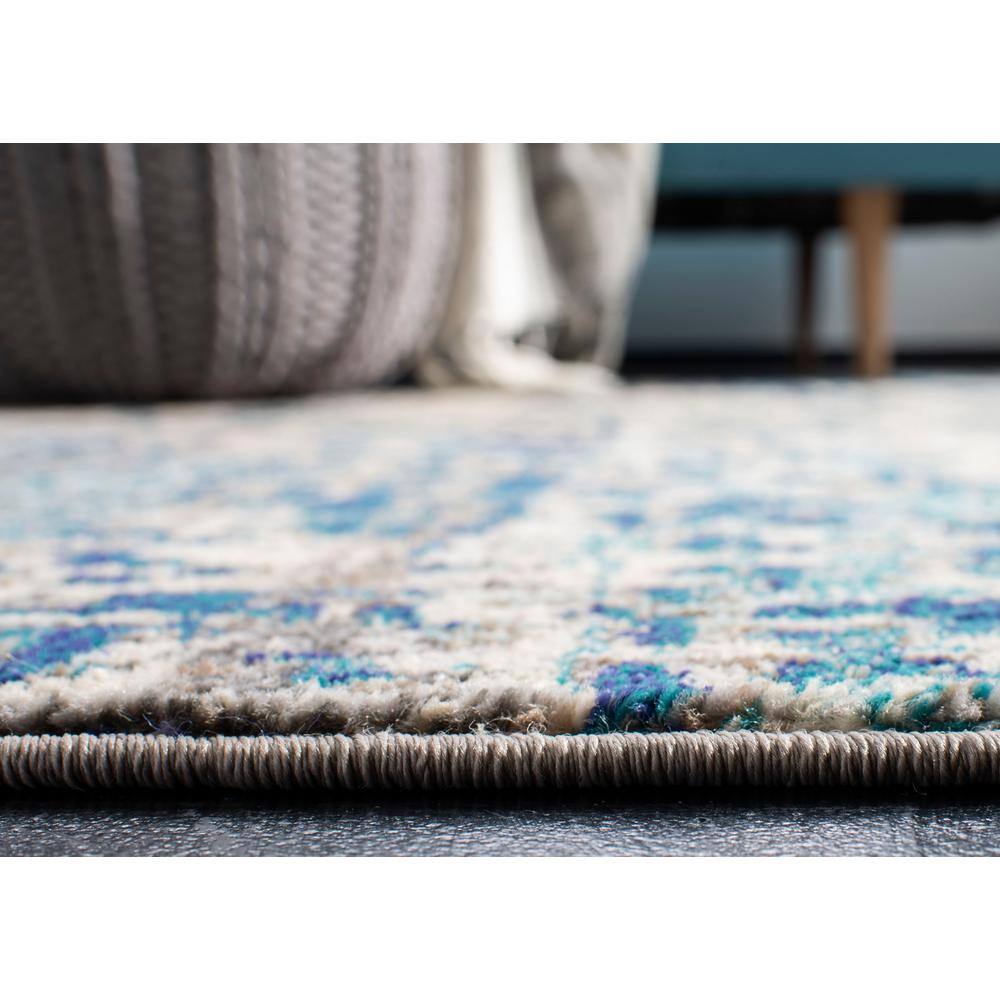 Madison 9' Square Gray and Blue Abstract Synthetic Rug