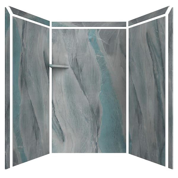 Elegance 36 in. x 48 in. x 80 in. 9-Piece Easy Up Adhesive Alcove Shower Wall Surround in Triton