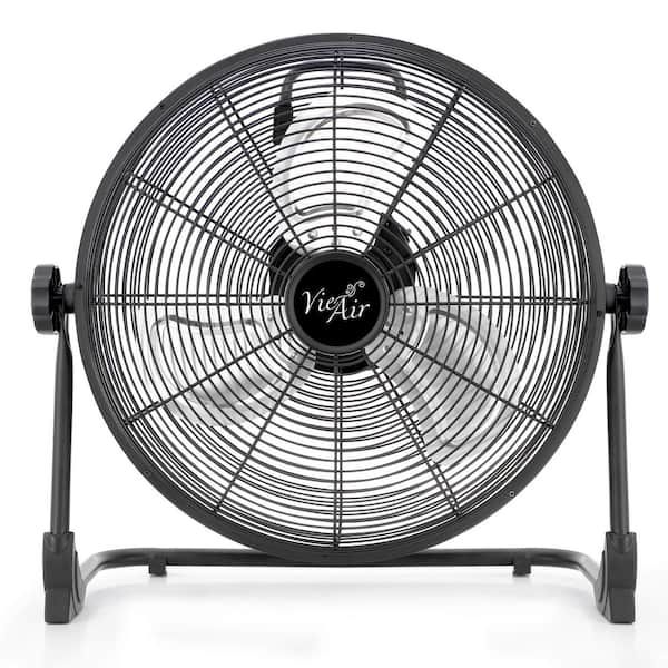 16 in. Rechargeable Battery Operated Floor Fan for Indoor or Outdoor Use in Black